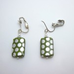 Green "peacock" bead Clip-on Earrings